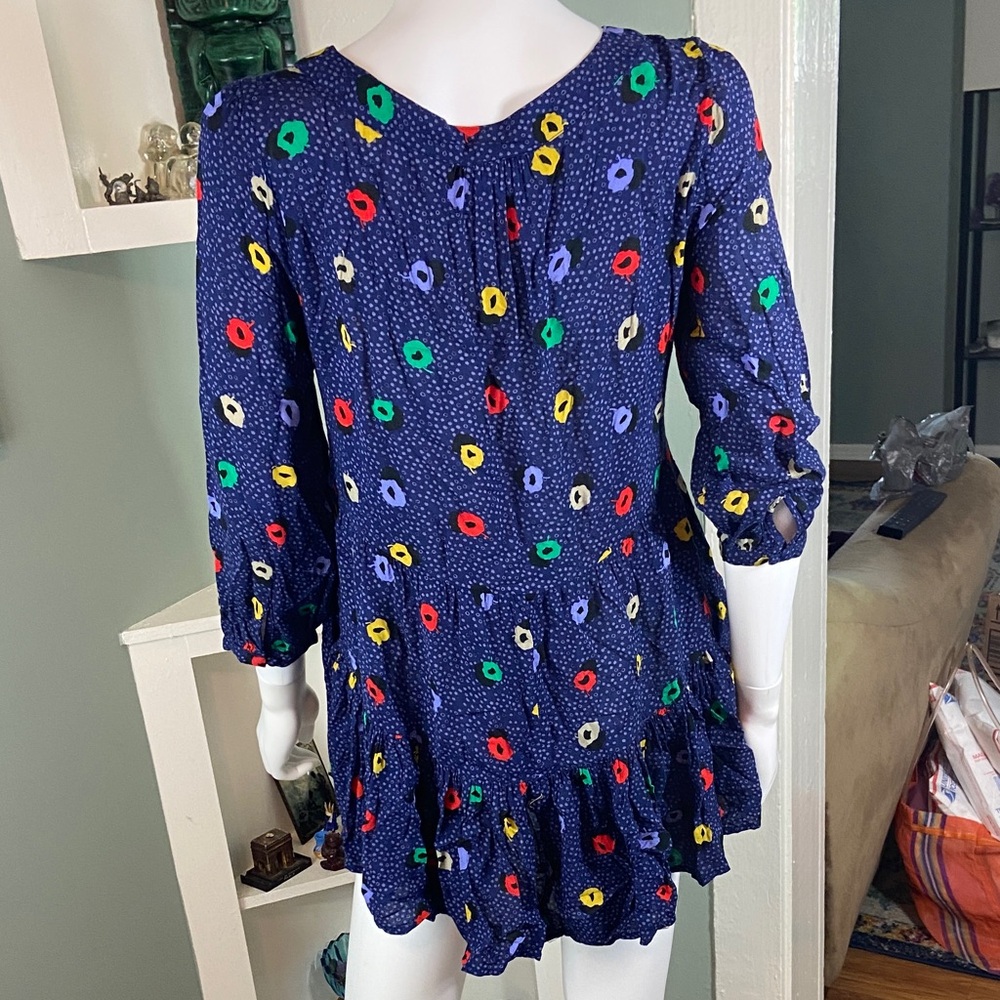 Maeve Lila Abstract Floral Blouse tunic tiered skirt babydoll S Anthropologie - Picture 9 of 12
